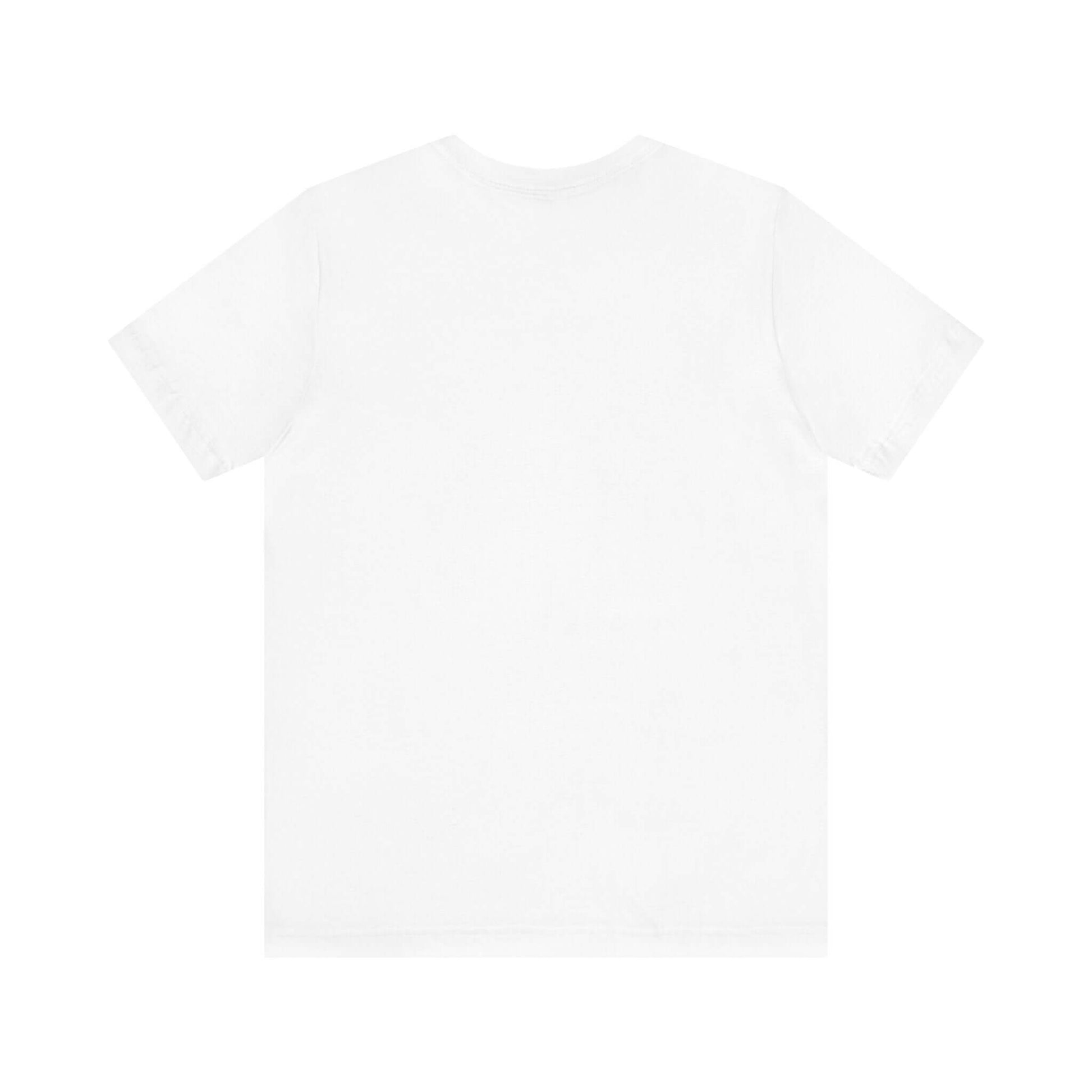 Back view of a plain white unisex basketball lover's tee shirt, perfect for casual wear and displaying team spirit.