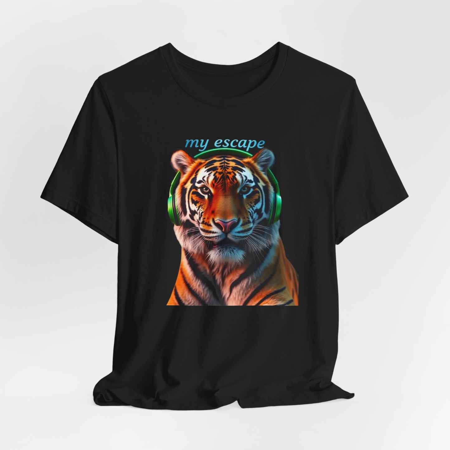 Tiger Head Headphones T‑Shirt – “my escape” Graphic Tee