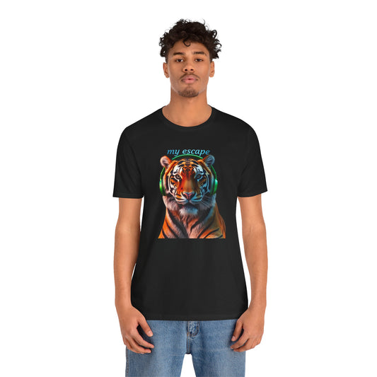 Tiger Head Headphones T‑Shirt – “my escape” Graphic Tee