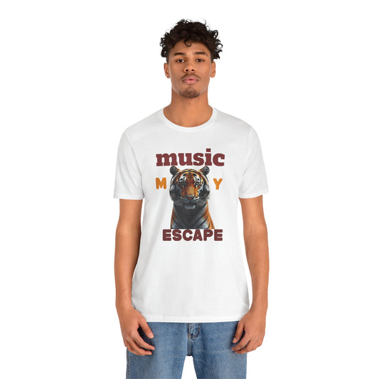 Music Escape Tiger T-Shirt — Graphic Vintage-Style Animal Tee