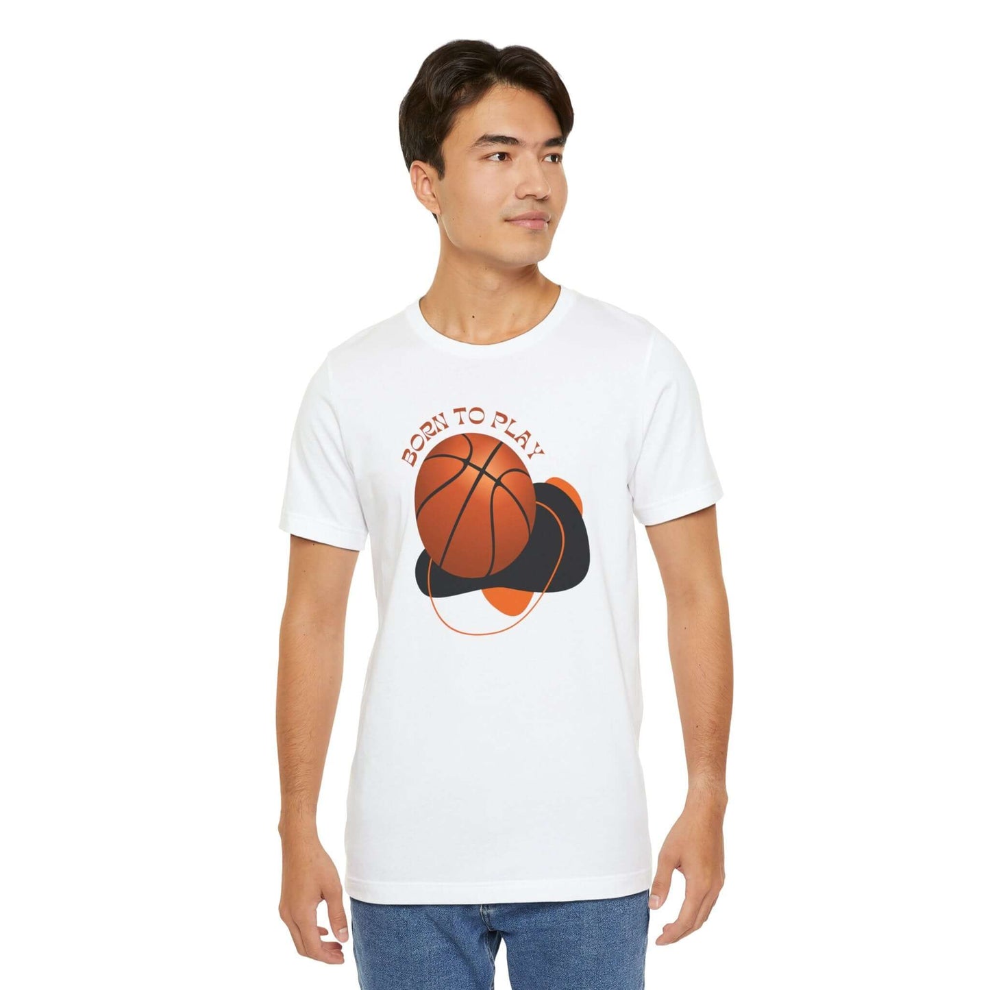 Basketball Lover's Unisex Tee - Born to Play sports shirt on model, perfect tee for sports fans and athletes.