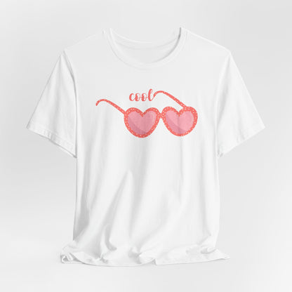Heart Sunglasses Tee – “cool” Pink Graphic T-Shirt