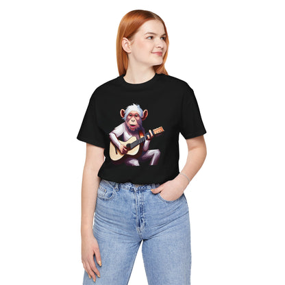 Monkey Playing Guitar T‑Shirt — Cute Acoustic Musician Tee