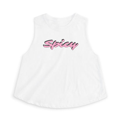 Spicy Pink Script Crop Top — Women's Trendy Graphic Tank