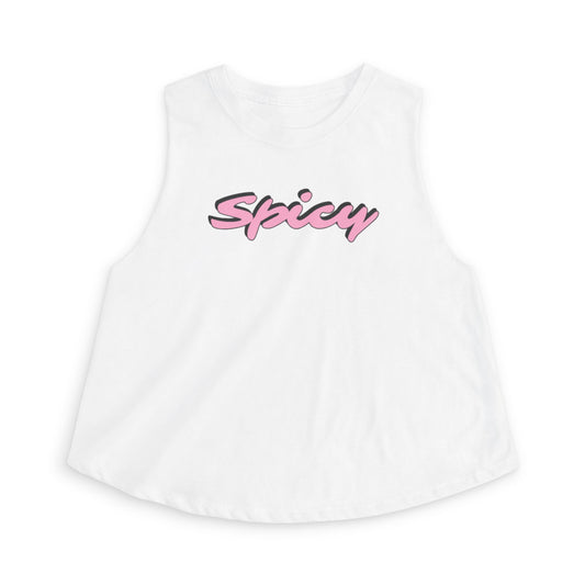 Spicy Pink Script Crop Top — Women's Trendy Graphic Tank