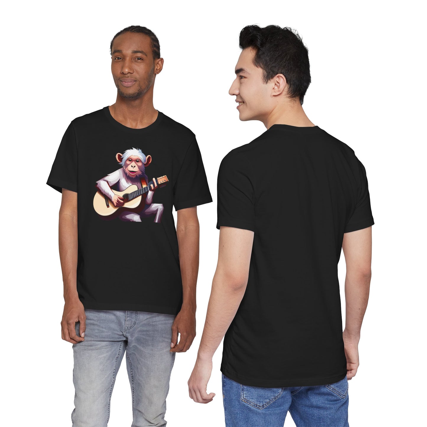 Monkey Playing Guitar T‑Shirt — Cute Acoustic Musician Tee
