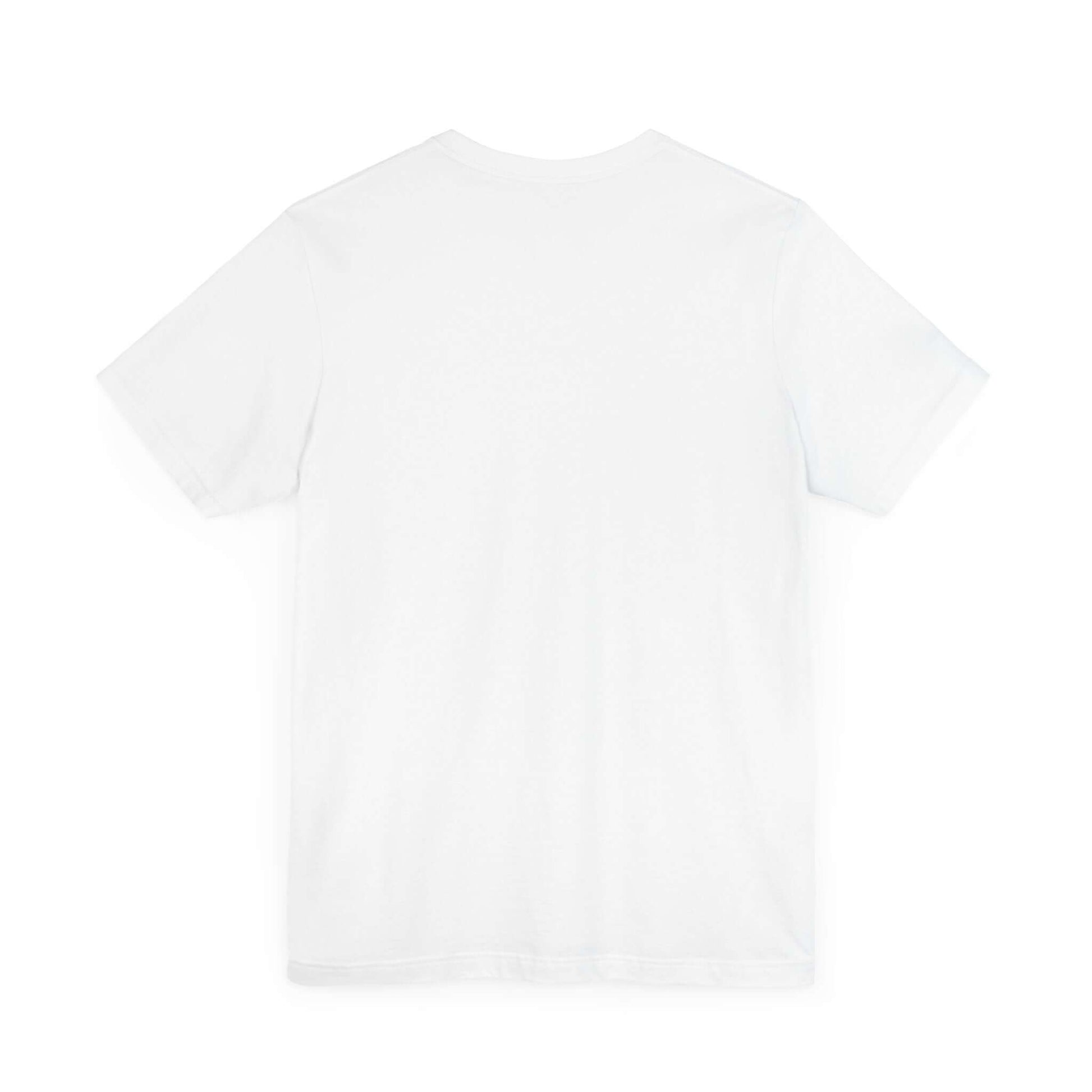 Back view of a white unisex athletic basketball graphic tee for sports enthusiasts.