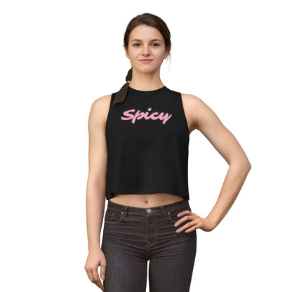 Spicy Pink Script Crop Top — Women's Trendy Graphic Tank