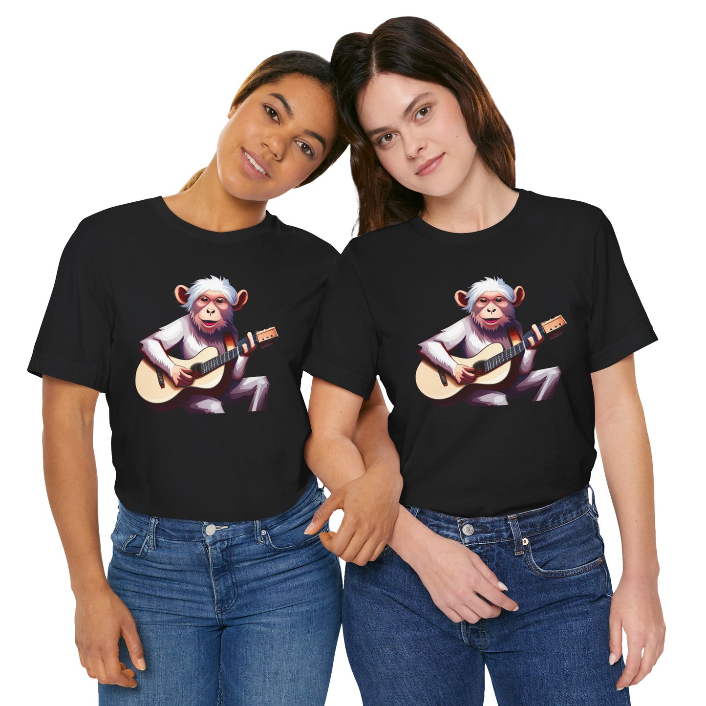 Monkey Playing Guitar T‑Shirt — Cute Acoustic Musician Tee