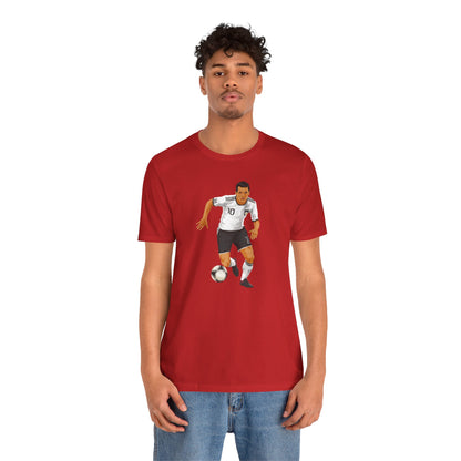 Soccer Player Action Tee – Men's Football Dribbling Graphic Shirt
