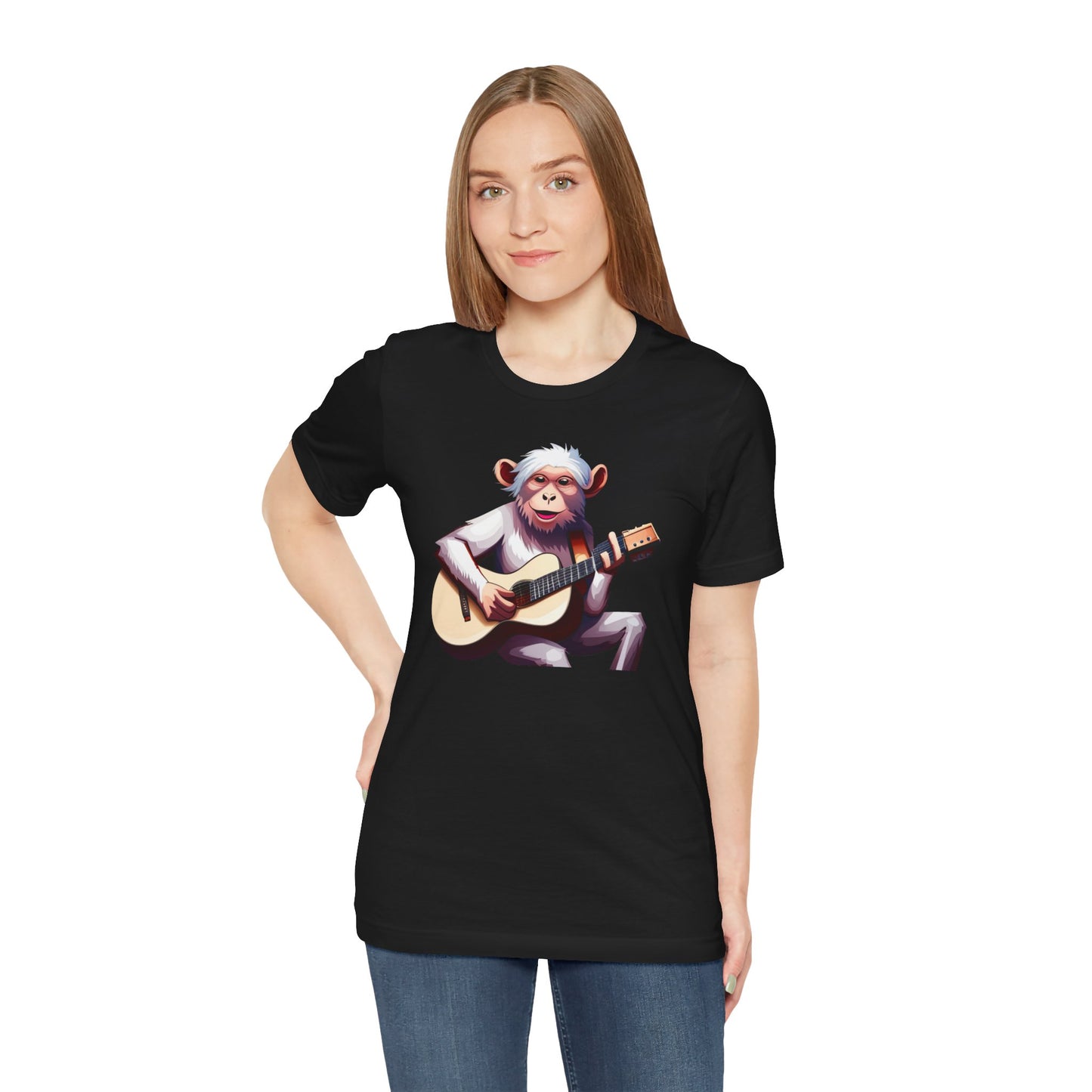 Monkey Playing Guitar T‑Shirt — Cute Acoustic Musician Tee