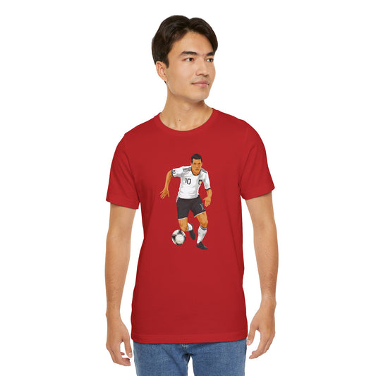 Soccer Player Action Tee – Men's Football Dribbling Graphic Shirt