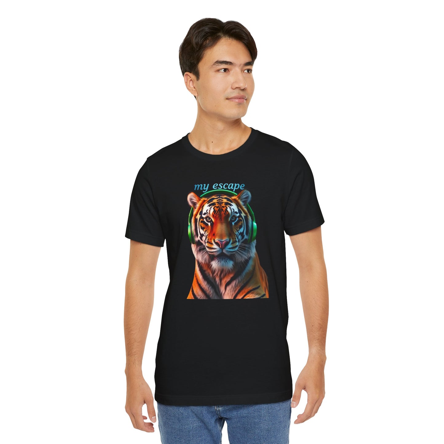 Tiger Head Headphones T‑Shirt – “my escape” Graphic Tee