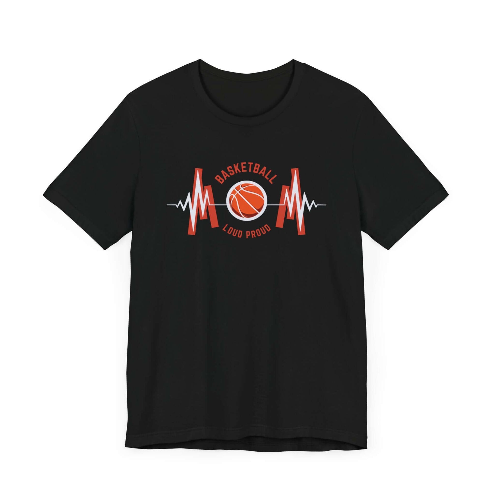 Basketball Heartbeat Tee in black, featuring a basketball and heartbeat design, perfect for sports lovers and casual wear.