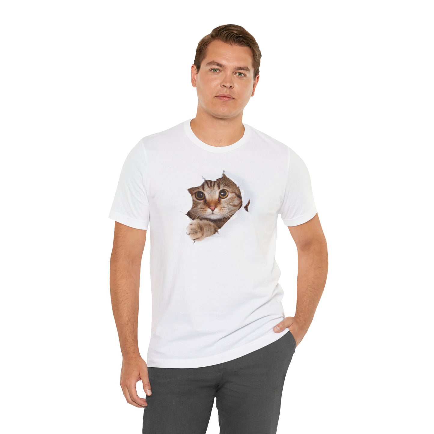 Cute Cat Peeking Unisex Tee | Fun & Playful Cat Design