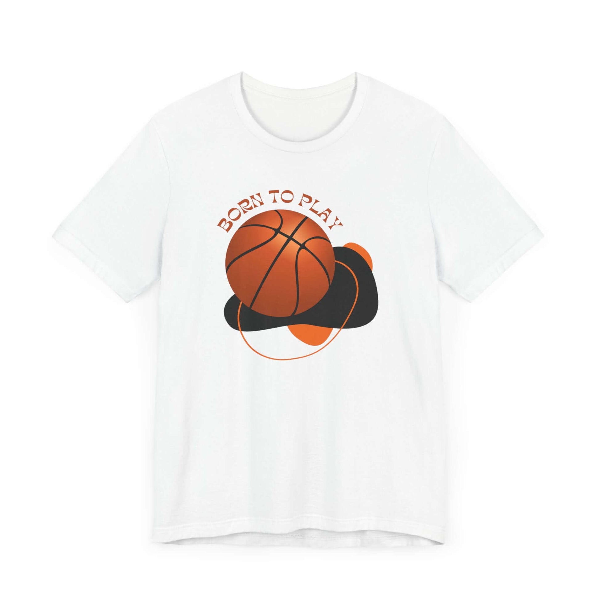 White unisex tee featuring the text 'Born to Play' and a basketball design, perfect for sports lovers.