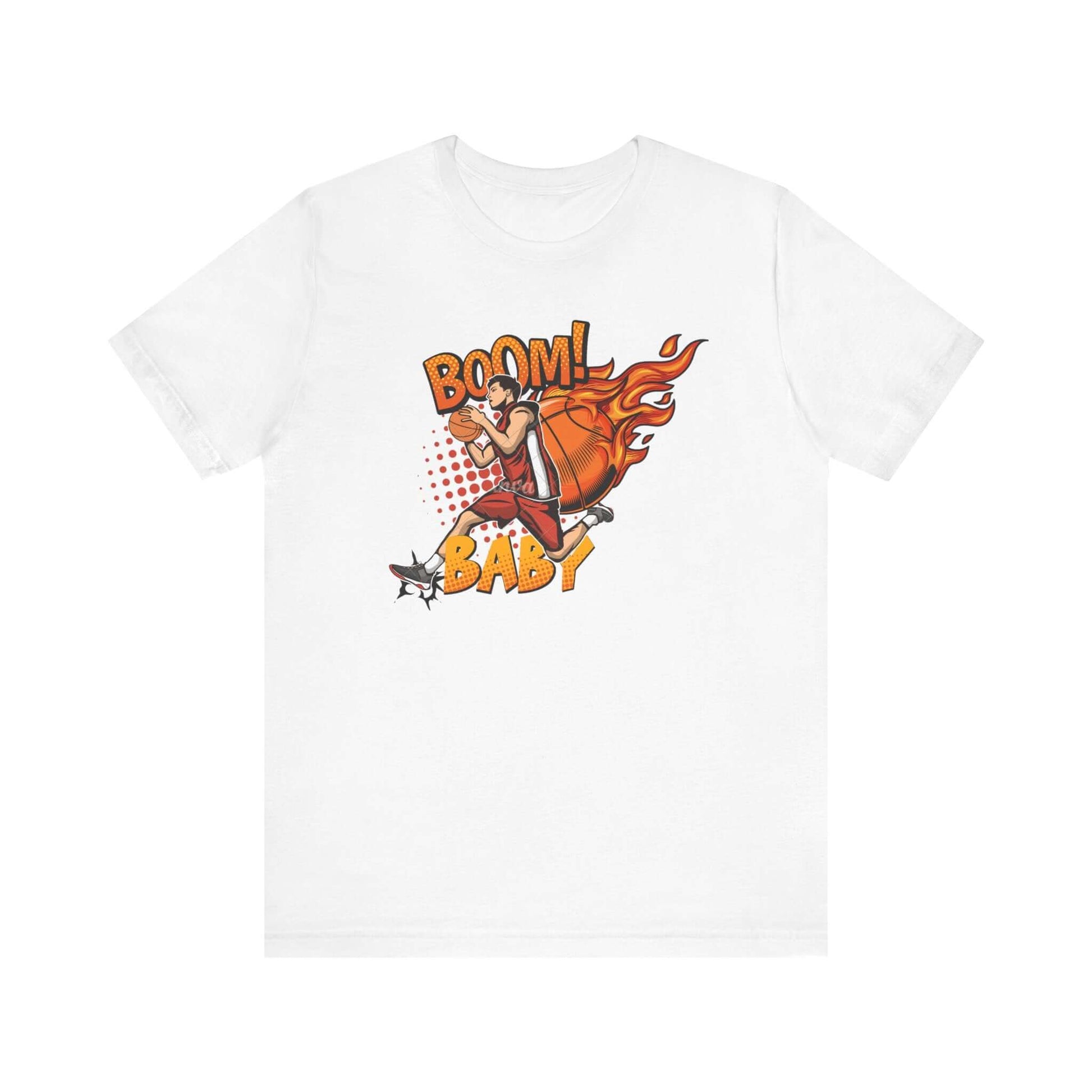 Boom Baby basketball tee, featuring a vibrant graphic print, perfect for gamers and sports fans in a casual style.