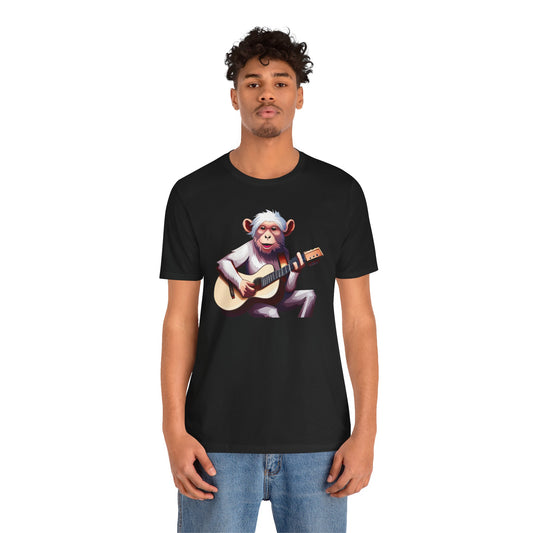 Monkey Playing Guitar T‑Shirt — Cute Acoustic Musician Tee