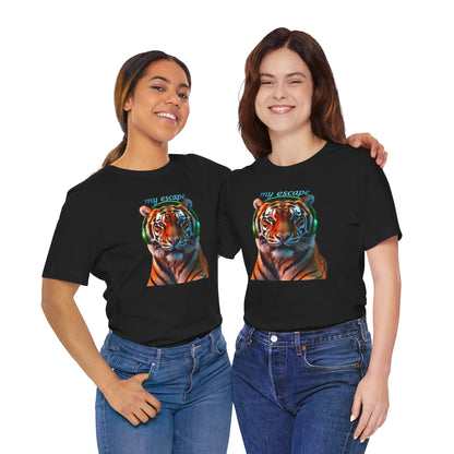 Tiger Head Headphones T‑Shirt – “my escape” Graphic Tee