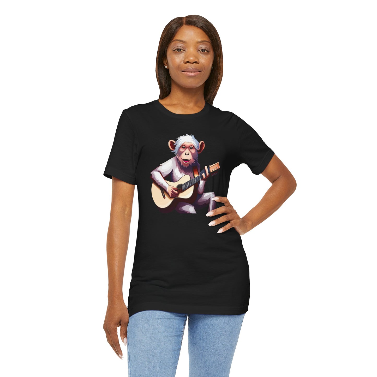Monkey Playing Guitar T‑Shirt — Cute Acoustic Musician Tee