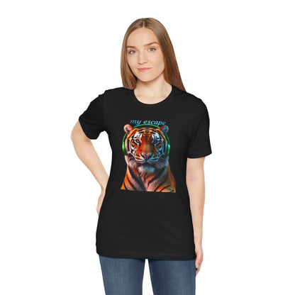 Tiger Head Headphones T‑Shirt – “my escape” Graphic Tee