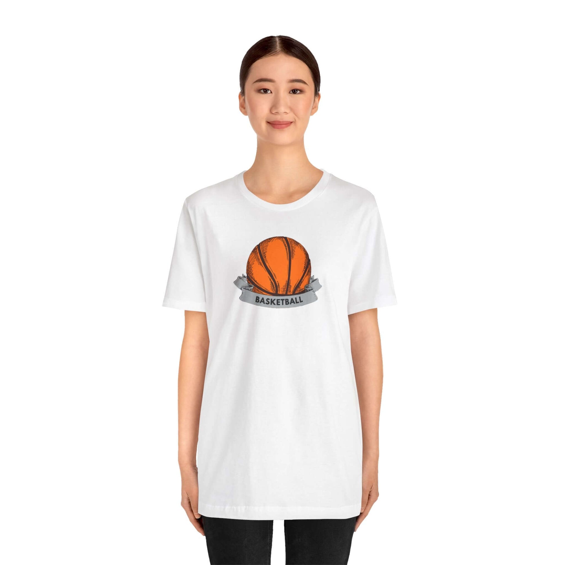 Basketball unisex jersey tee featuring a bold basketball graphic, perfect casual wear for sports enthusiasts.