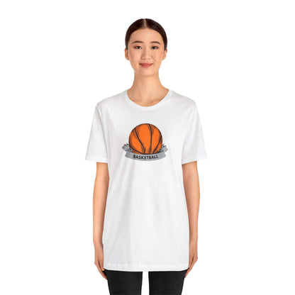 Basketball unisex jersey tee featuring a bold basketball graphic, perfect casual wear for sports enthusiasts.