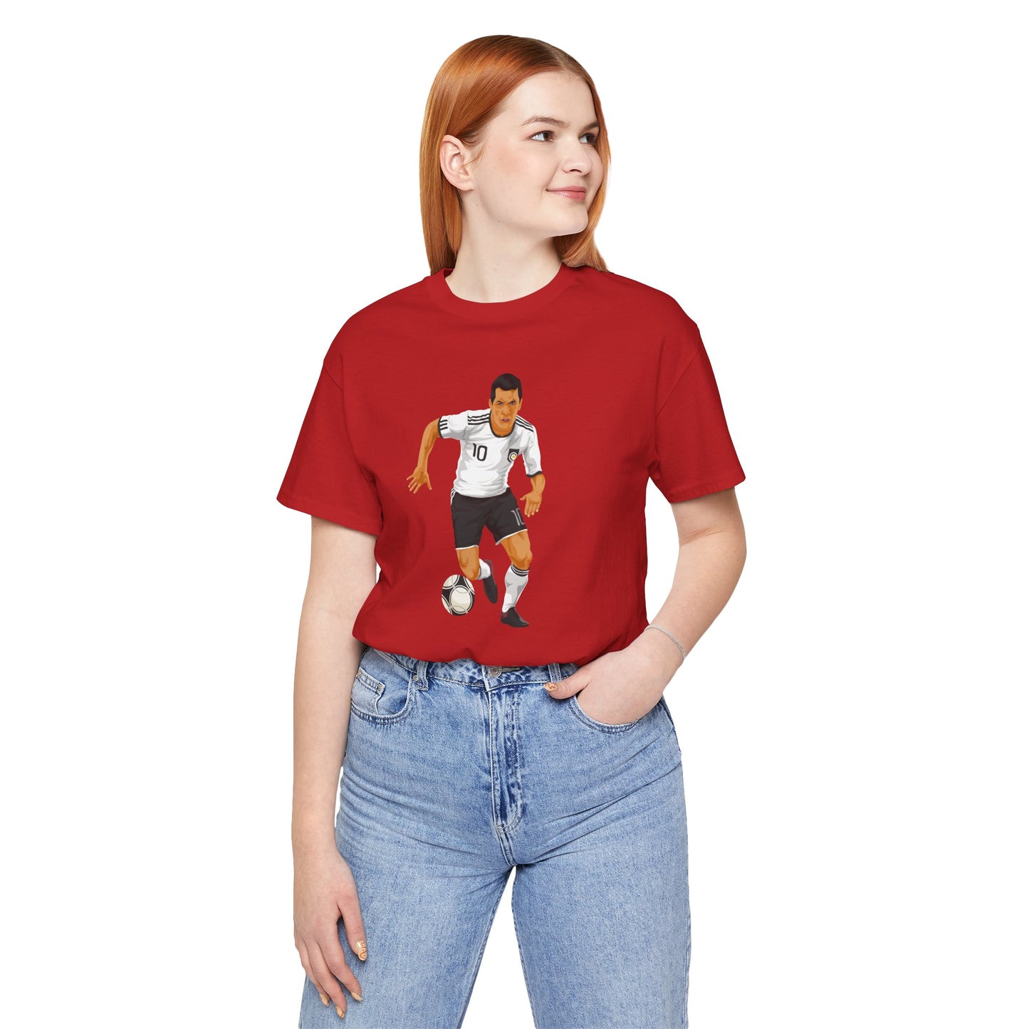 Soccer Player Action Tee – Men's Football Dribbling Graphic Shirt