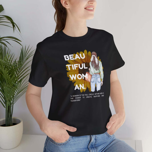 Empowerment Unisex Tee featuring a beautiful woman graphic, ideal for casual wear and inspirational fashion.